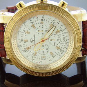 Super Techno yellow gold tone 12 Diamond watch